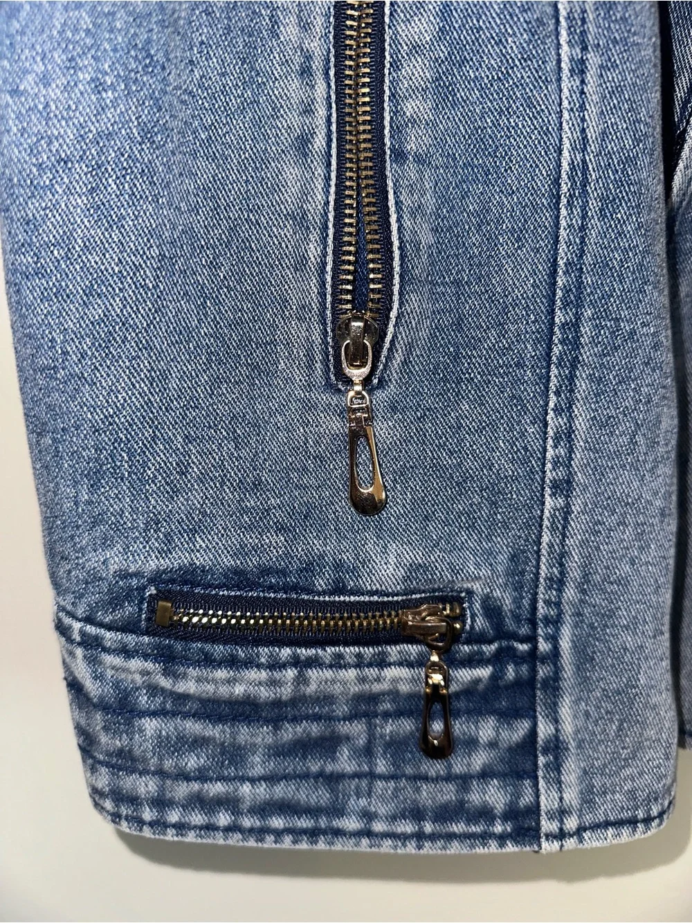 Adore Blue Denim Jacket with Black Lace Sleeves